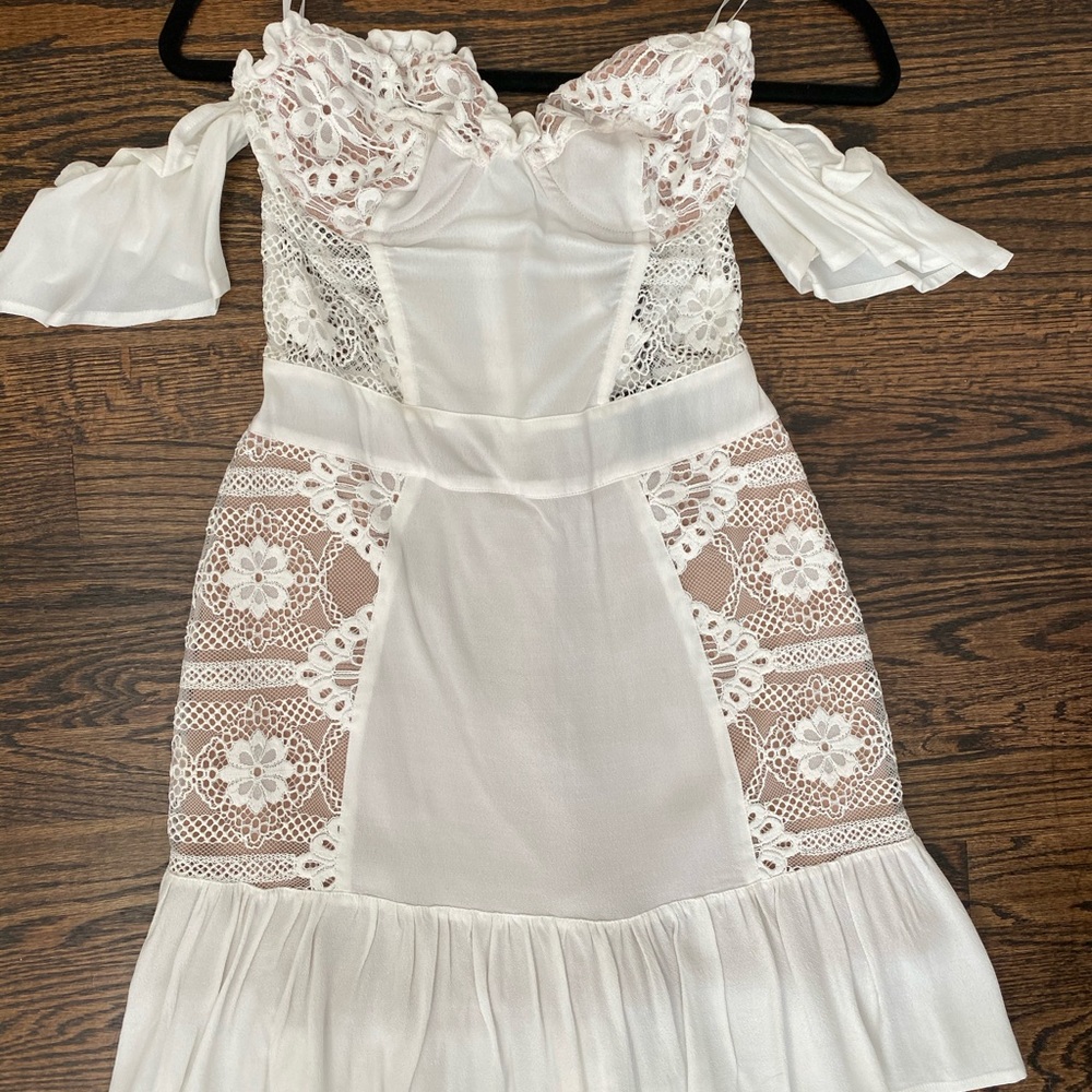 For Love and Lemons off the shoulder lace dress